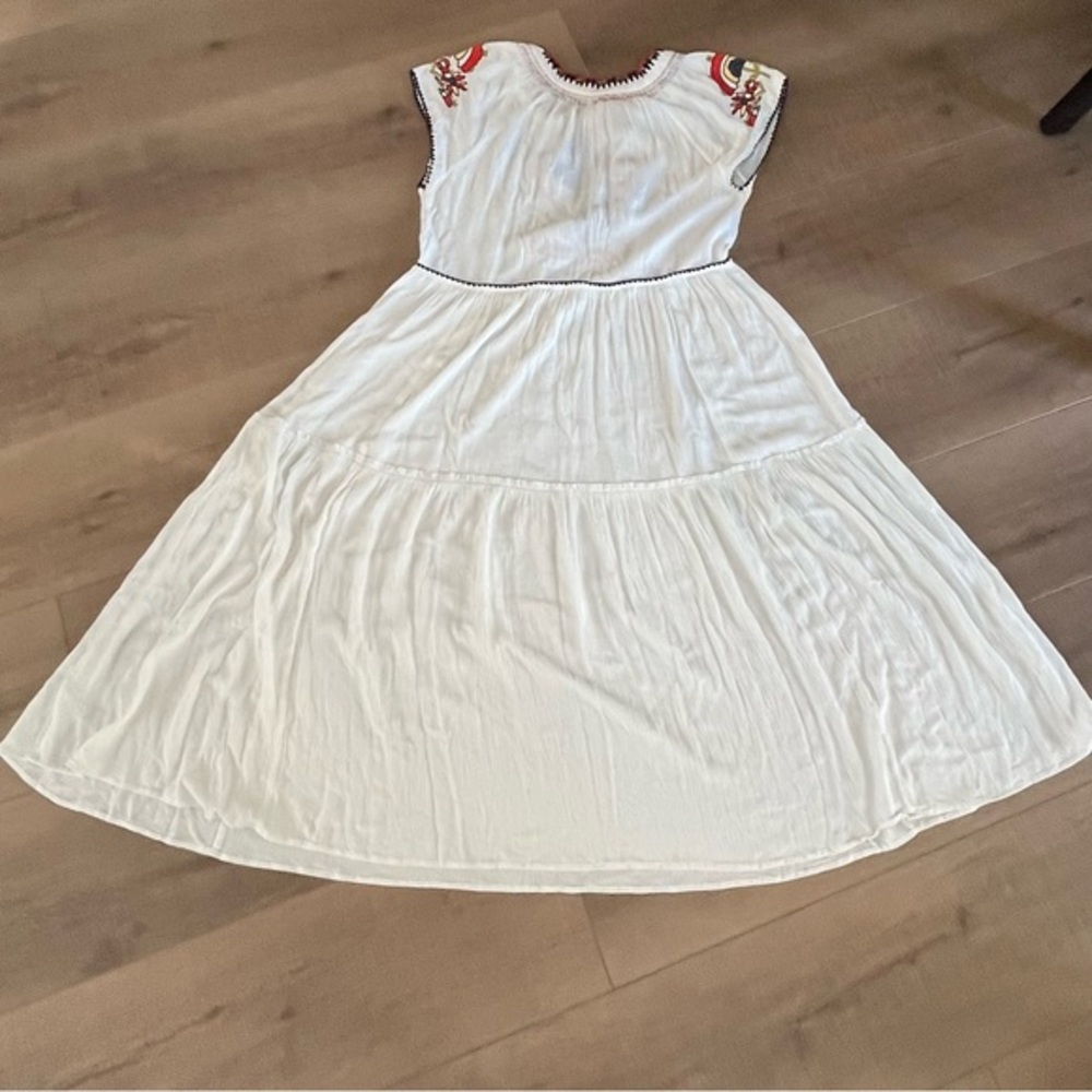 Free People‎ White Embroidered Maxi Dress Boho Cottagecore Hippy Y2K Romance 43” - Picture 10 of 14